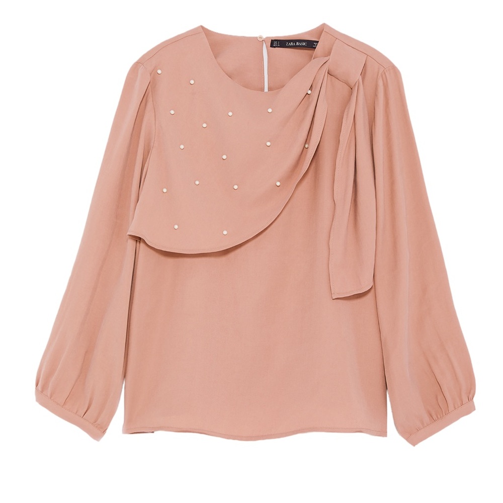 ZARA TOP WITH PEARL BUTTONS